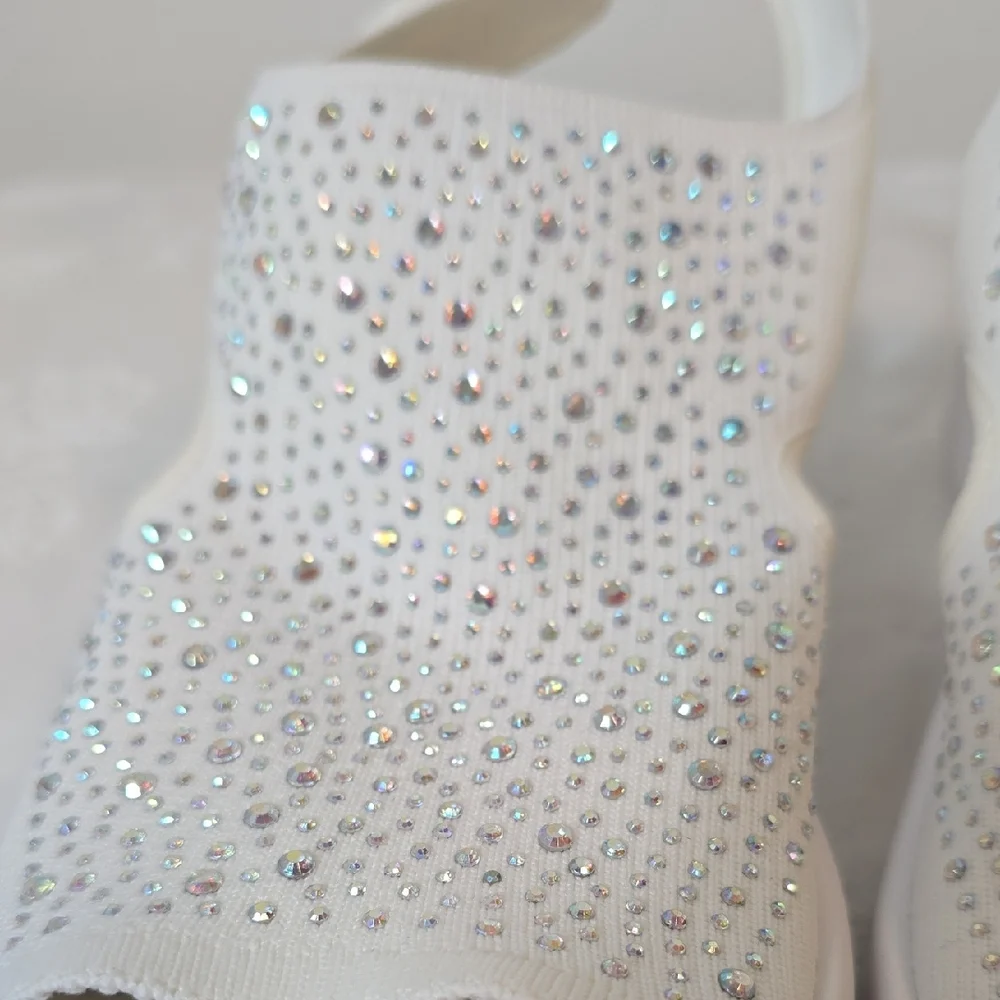 Bzees White Rhinestone Slip-On Slingback Sandals - Picture 4 of 16